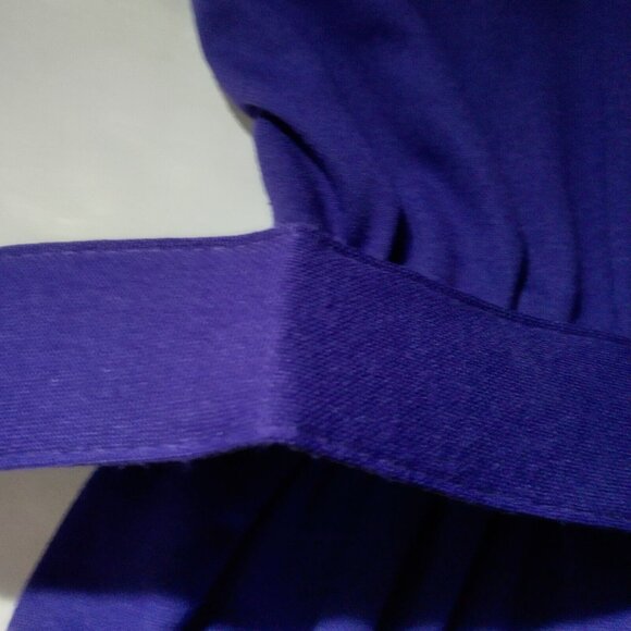 Vintage 80s Purple Dress Size 10 Button Scalloped V Neck Long Sleeve Modest READ - Picture 14 of 16